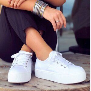 White Emmi Canvas Platform Sneakers
